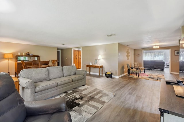 living room with wood-type flooring