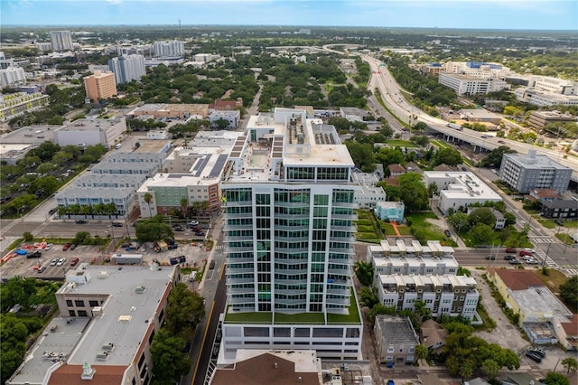 aerial view with a city view