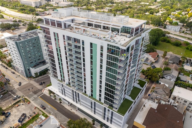 drone / aerial view with a city view