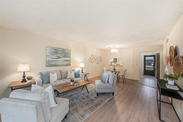 living room with wood-type flooring