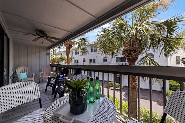 balcony with ceiling fan