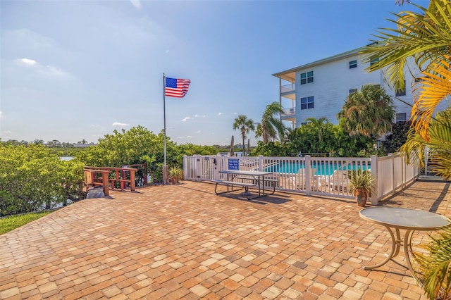 view of patio / terrace featuring a community pool