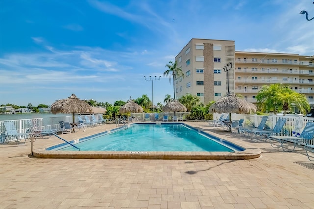 view of pool with a patio