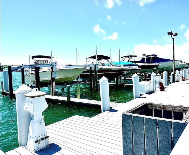 dock area featuring a water view