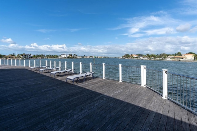 view of dock featuring a water view