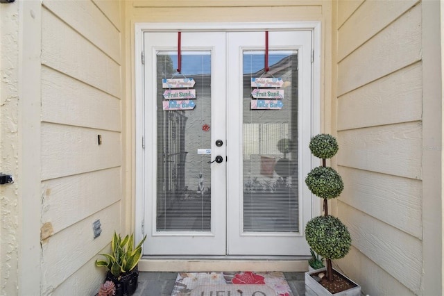 property entrance with french doors