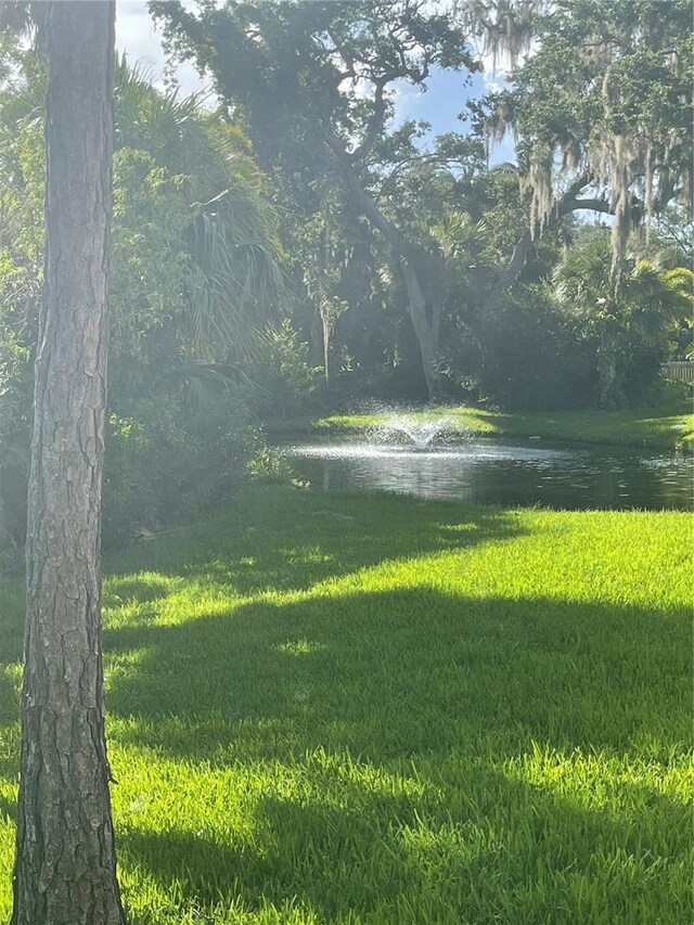 view of yard with a water view