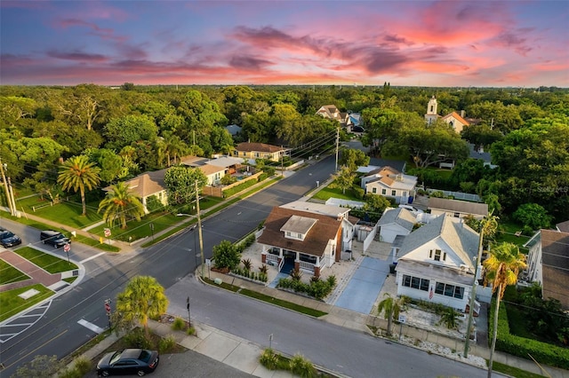 view of aerial view at dusk