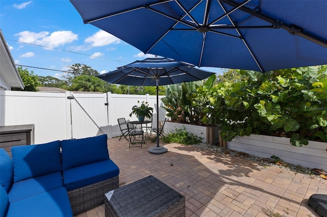 view of patio / terrace with an outdoor hangout area