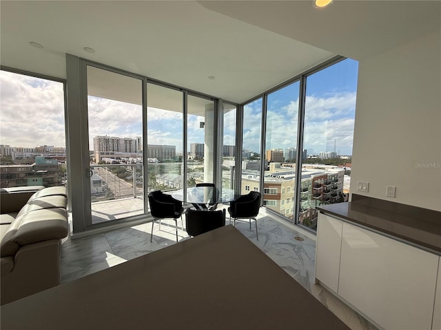 interior space with floor to ceiling windows