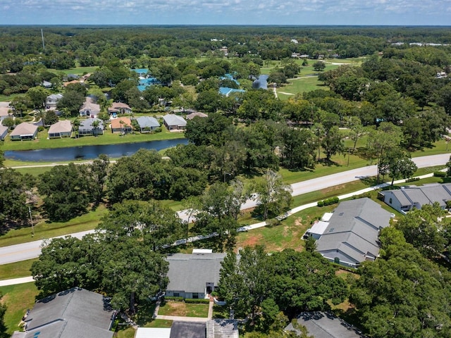 aerial view with a residential view and a water view