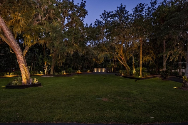 view of yard at dusk