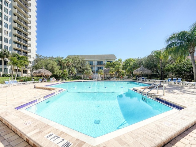 view of pool with a gazebo and a patio