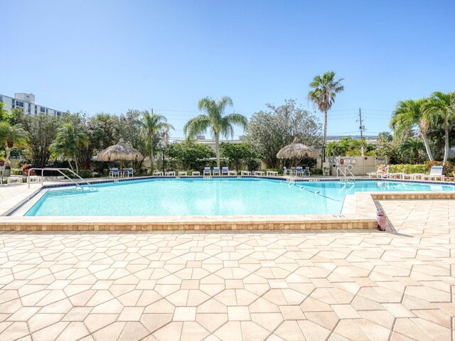 view of swimming pool with a gazebo