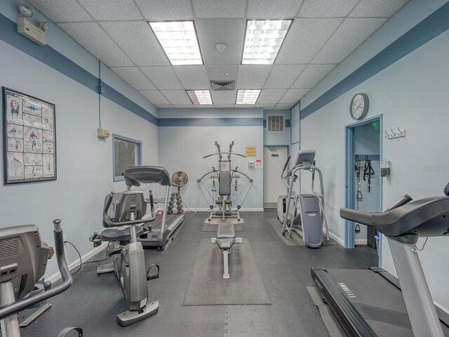 gym with a drop ceiling