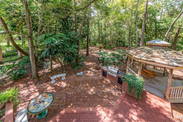 view of patio featuring a gazebo