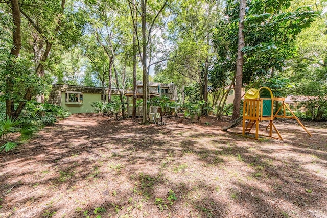 view of yard with a playground