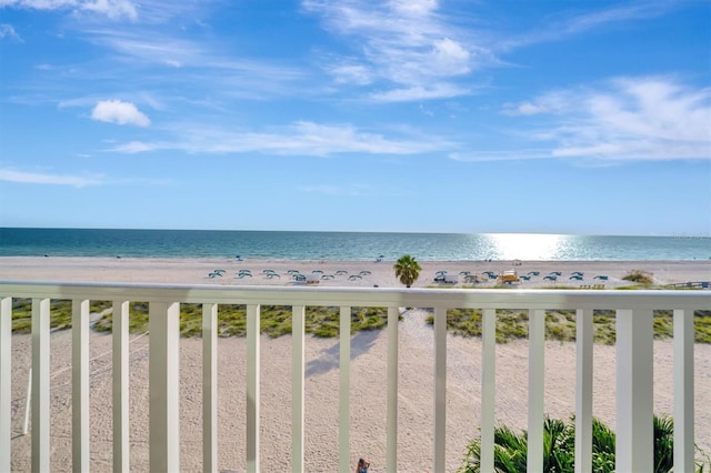 property view of water with a beach view