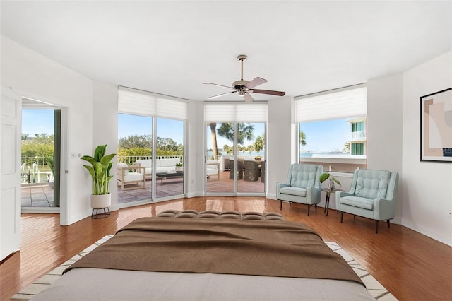 unfurnished room featuring wood-type flooring and ceiling fan