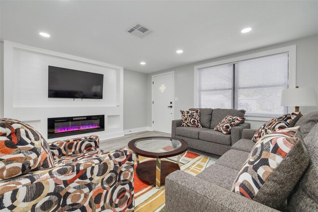 living room featuring light hardwood / wood-style flooring