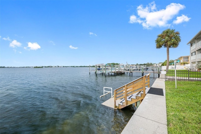 dock area featuring a water view