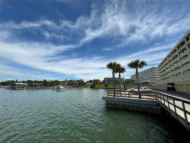 dock area featuring a water view