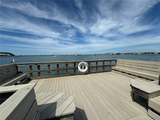 dock area featuring a water view