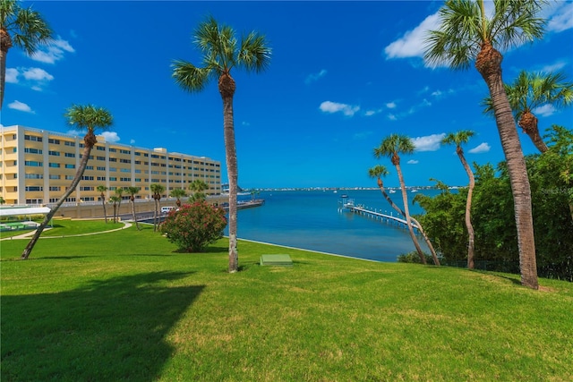 water view with a boat dock