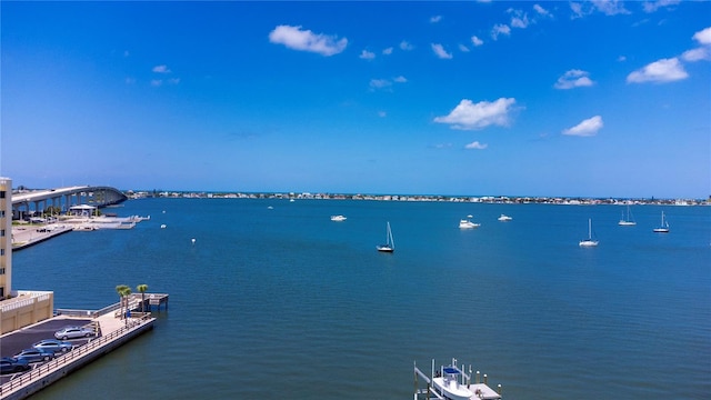 property view of water featuring a dock