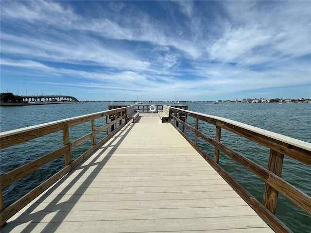 view of dock featuring a water view