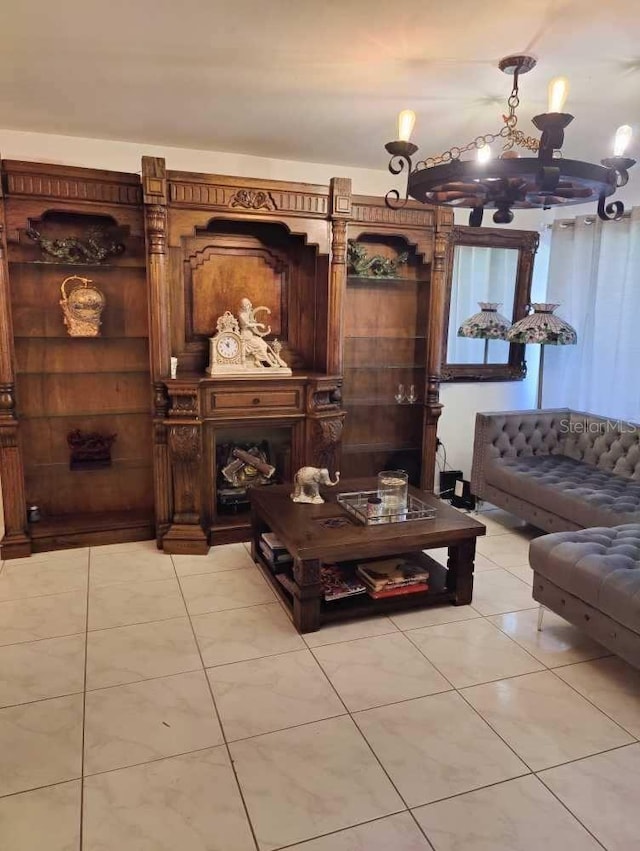 view of tiled living room