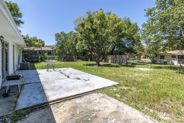 view of yard with a patio area and cooling unit