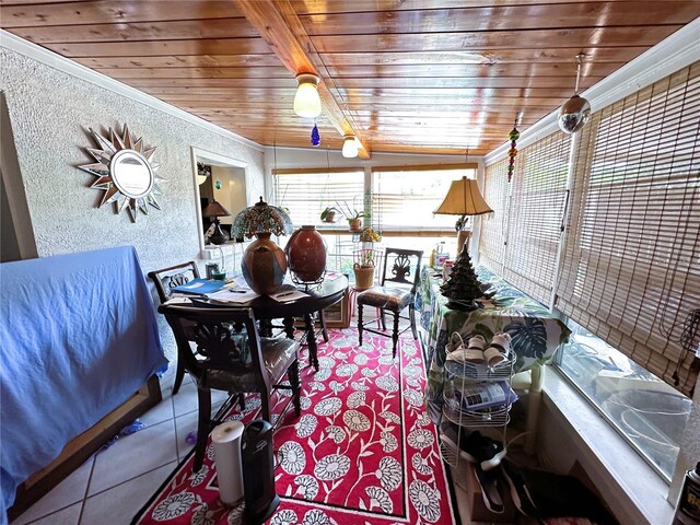 sunroom / solarium with wood ceiling