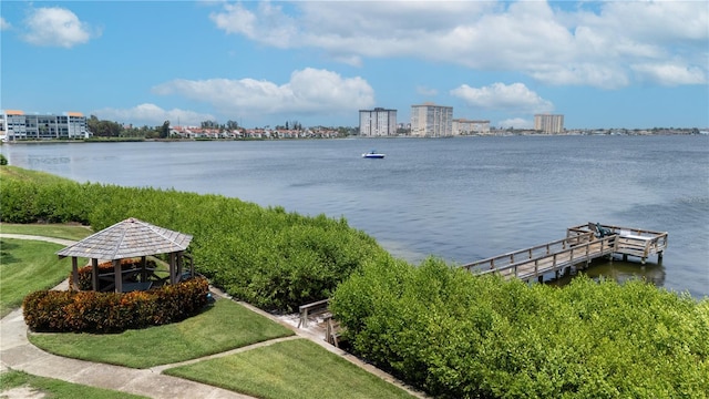 water view with a gazebo