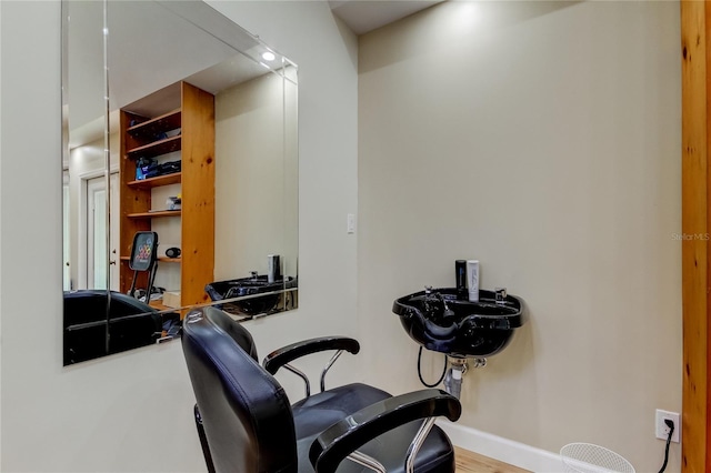 interior space with hardwood / wood-style floors