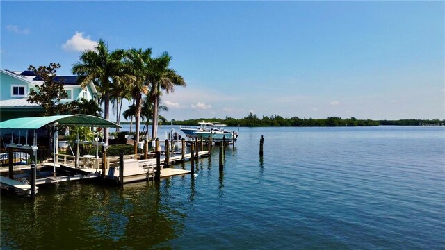 view of dock featuring a water view