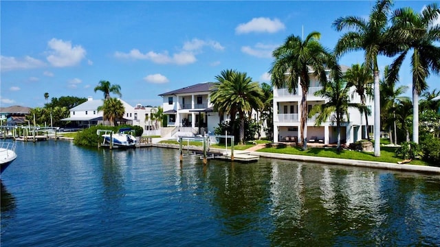 view of water feature featuring a dock