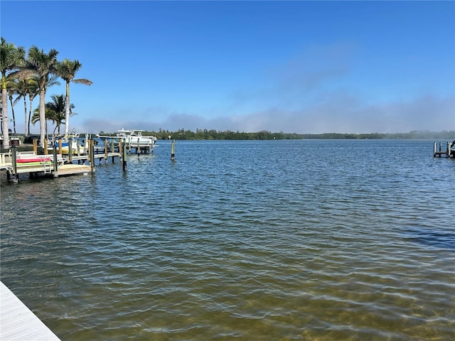 property view of water featuring a dock