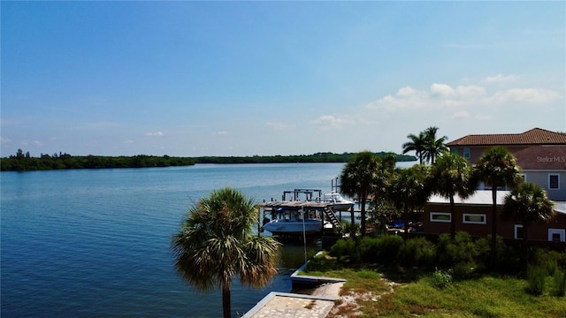 view of water feature featuring a dock