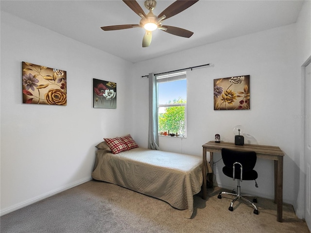 bedroom with carpet and ceiling fan