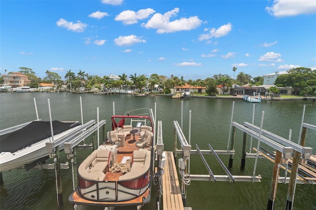 dock area featuring a water view