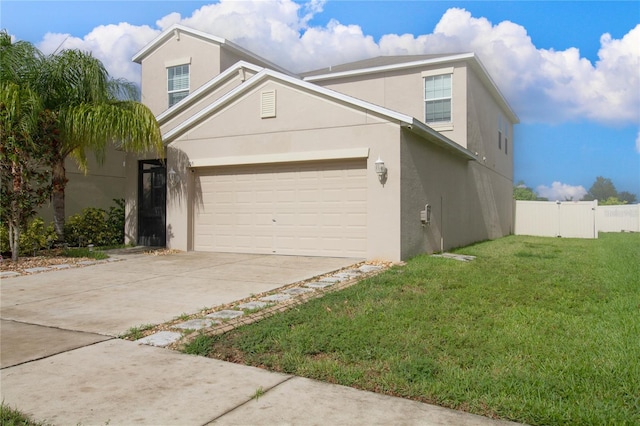 view of front of property with a front lawn