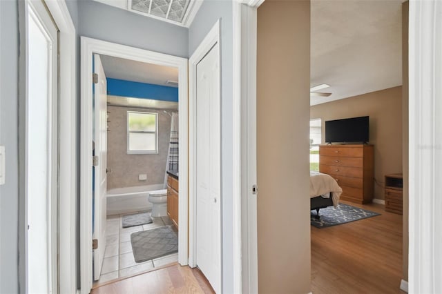 hall featuring light wood-type flooring