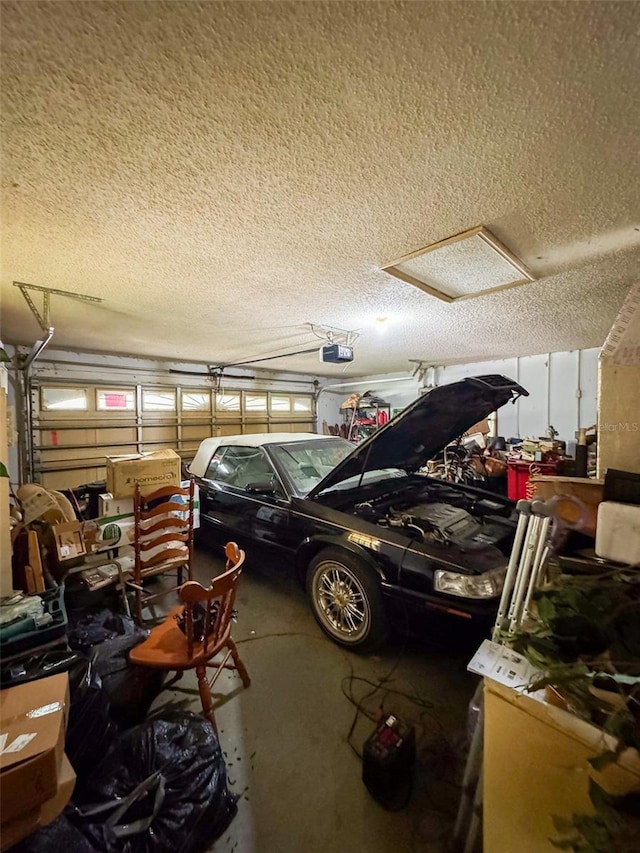 garage with a garage door opener