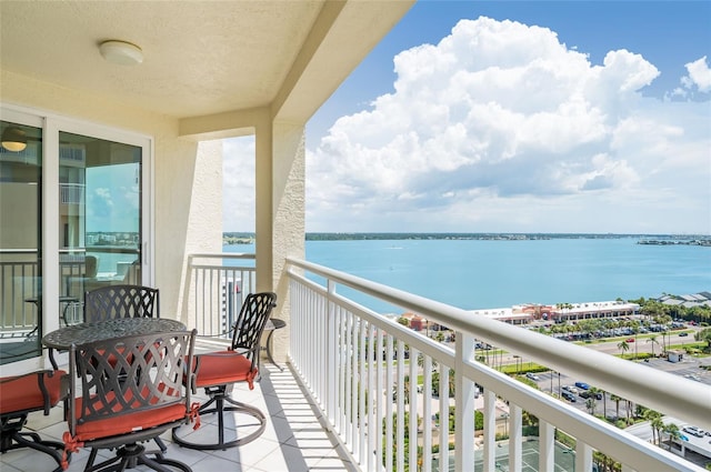 balcony with a water view