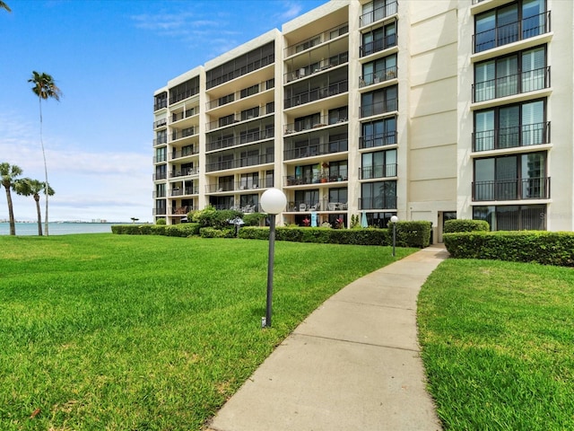 view of property with a water view