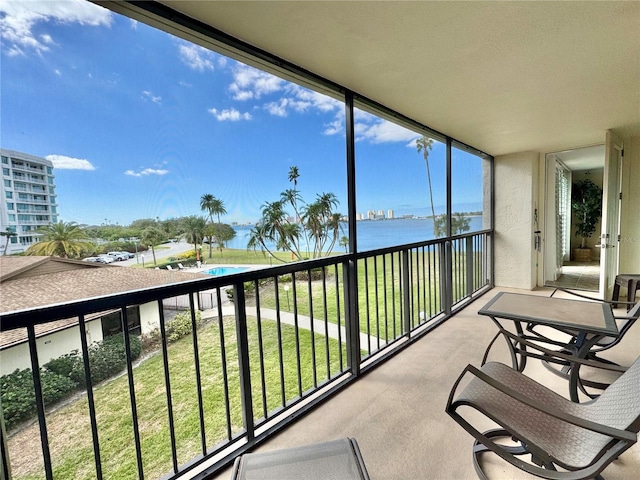 balcony with a water view