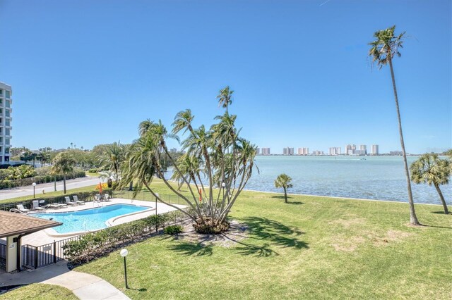 100 Oakmont Ln Unit 301, Belleair, FL 33756 - community pool featuring a water view and a view of city