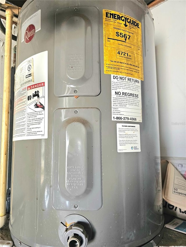 utility room with electric water heater