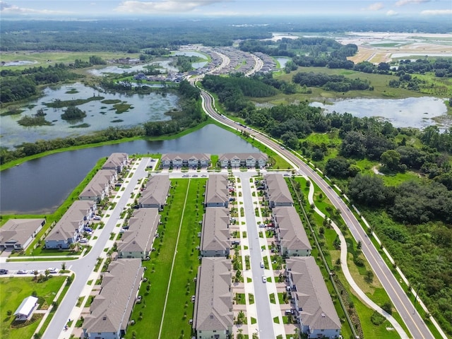 bird's eye view featuring a water view